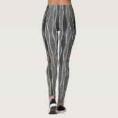 Grijs en zwart Wavy Stripe Art Leggings (Achterkant)