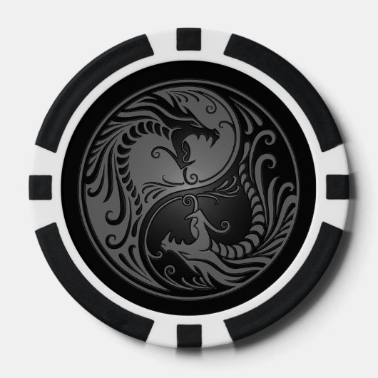 Grijs en Zwart Yin Yang Dragon Pokerchips (Voorkant)
