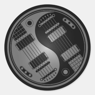 Grijs en Zwart Yin Yang Gitaren Ronde Sticker
