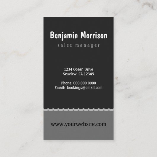 Grijs en Zwart Zeiljacht Zeilboot Varen Visitekaartje (Achterkant)