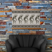 Grijs en zwart zuidwesten Kokopelli Aztec patroon Hangend Wandkleed