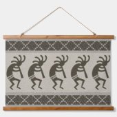 Grijs en zwart zuidwesten Kokopelli Aztec patroon Hangend Wandkleed (Voorkant)