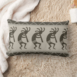 Grijs en zwart zuidwesten Kokopelli Aztec patroon Kussen