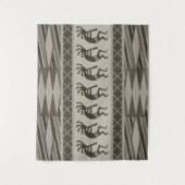Grijs en zwart zuidwesten Kokopelli Aztec patroon Wandkleed (Voorkant)