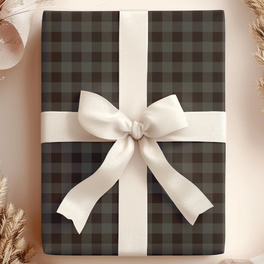 Grijs En Zwarte Buffalo Plaid Cadeaupapier