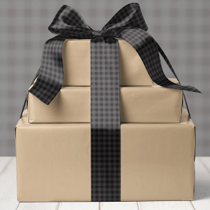 Grijs En Zwarte Buffalo Plaid Kerstmis Satijnen Lint