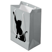 Grijs en Zwarte Kat Medium Cadeauzakje (Voorkant Gekanteld)