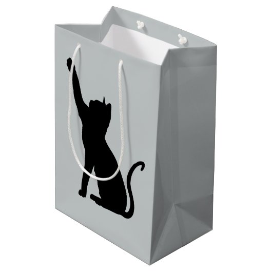 Grijs en Zwarte Kat Medium Cadeauzakje (Achterkant Gekanteld)