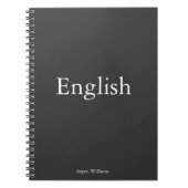 Grijs Engels Gepersonaliseerd Educatief Notitieboek (Voorkant)