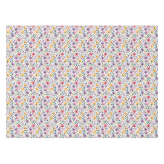 Grijs enkelvoudig wildflower patroon tafelkleed (Voorkant (Horizontaal))