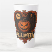 Grijs Esthetisch Halloween Grote Latte Mok 17oz – (Voorkant)