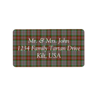 Grijs etiket op Tartan