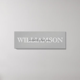 Grijs familienaam monogram bord canvas afdruk