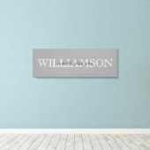 Grijs familienaam monogram bord canvas afdruk (Insitu (Houten vloer))