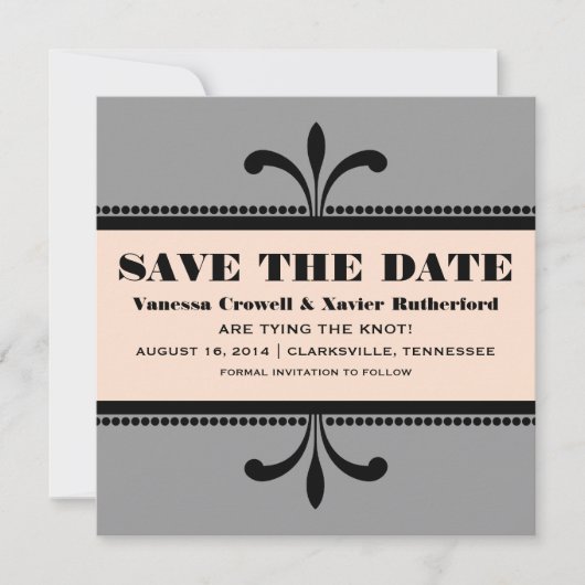 Grijs/Fancy Kunstdeco sparen de Datum uitnodigen Save The Date (Voorkant)