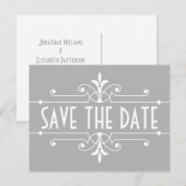 Grijs Fancy Versiering sparen het Briefkaart van d (Voorkant / Achterkant)