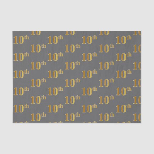 Grijs, Faux Gold 10e (tiende) Event Tissue Paper Tissuepapier (Voorkant)