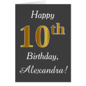Grijs, Faux Gold 10e verjaardag + Aangepaste naam (Voorkant)