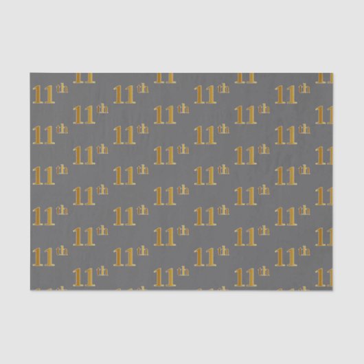 Grijs, Faux Gold 11e (elfde) Event Tissue Paper Tissuepapier (Voorkant)
