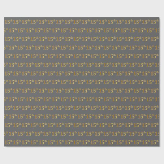 Grijs, Faux Gold 15e (vijftiende) Evenement Cadeaupapier (Vlak)
