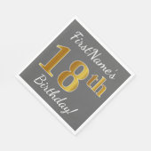Grijs, Faux Gold 18e verjaardag + aangepaste naam Servetten (Hoek)