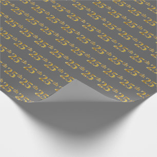 Grijs, Faux Gold 25e (vijfentwintigste) evenement Cadeaupapier