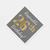 Grijs, Faux Gold 26e verjaardag + Aangepaste naam Servet (Hoek)