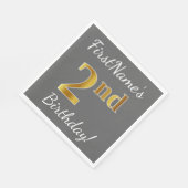 Grijs, Faux Gold 2e verjaardag + Eigen naam Servetten (Hoek)