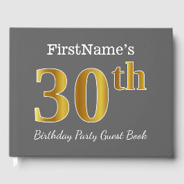 Grijs, Faux Gold 30e verjaardag Partij + Eigen naa Gastenboek