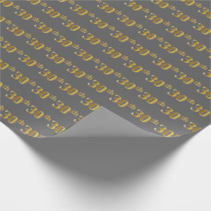 Grijs, Faux Gold 30ste (dertigste) Evenement Cadeaupapier