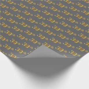 Grijs, Faux Gold 30ste (dertigste) Evenement Cadeaupapier