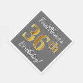 Grijs, Faux Gold 36e verjaardag + aangepaste naam Servet (Hoek)