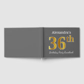 Grijs, Faux Gold 36th Birthday Party + Aangepaste  Gastenboek (Volledig)
