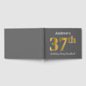 Grijs, Faux Gold 37th Birthday Party + Aangepaste  Gastenboek (Volledig)