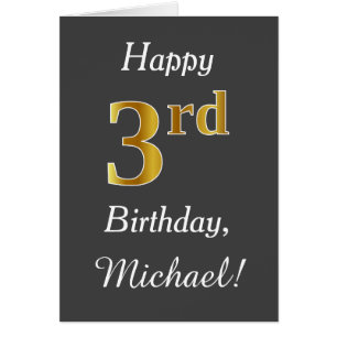 Grijs, Faux Gold 3de verjaardag + Eigen naam