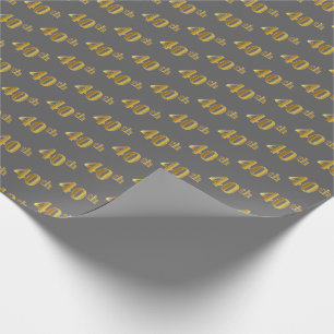 Grijs, Faux Gold 40ste (veertigste) evenement Cadeaupapier