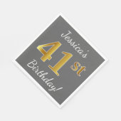 Grijs, Faux Gold 41ste verjaardag + aangepaste naa Servet (Hoek)