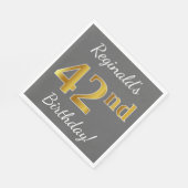 Grijs, Faux Gold 42e verjaardag + Eigen naam Servet (Hoek)