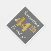 Grijs, Faux Gold 44e verjaardag + aangepaste naam Servet (Hoek)