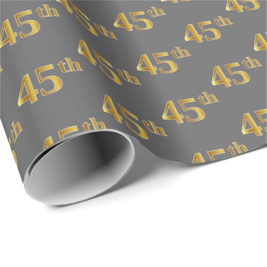 Grijs, Faux Gold 45e (vijfenveertigste) Evenement Cadeaupapier (Rol Hoek)