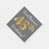 Grijs, Faux Gold 46e verjaardag + Aangepaste naam Servet (Hoek)