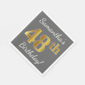 Grijs, Faux Gold 48ste verjaardag + aangepaste naa Servet (Hoek)