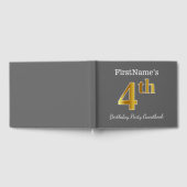 Grijs, Faux Gold 4e verjaardag Partij + Eigen naam Gastenboek (Volledig)
