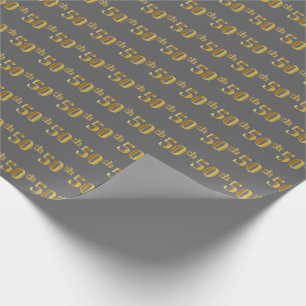 Grijs, Faux Gold 50ste (vijftigste) Evenement Cadeaupapier