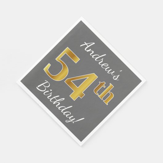 Grijs, Faux Gold 54ste verjaardag + aangepaste naa Servet (Hoek)