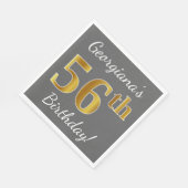 Grijs, Faux Gold 56e verjaardag + aangepaste naam Servet (Hoek)