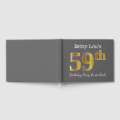 Grijs, Faux Gold 59th Birthday Party + Aangepaste  Gastenboek (Volledig)