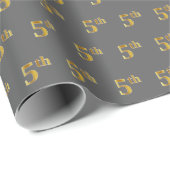 Grijs, Faux Gold 5th (5e) Event Wrapping Paper Cadeaupapier (Rol Hoek)