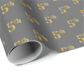 Grijs, Faux Gold 5th (5e) Event Wrapping Paper Cadeaupapier (Rol Hoek)