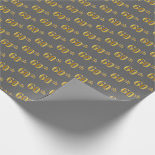 Grijs, Faux Gold 60ste (zestigste) Evenement Cadeaupapier